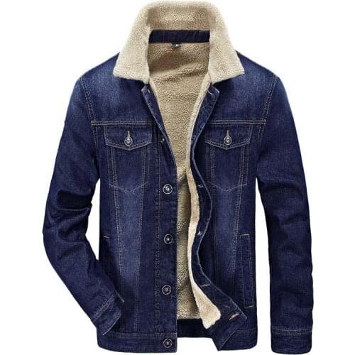 New Brand Clothing Mens Winter Jacket Thick Cowboy Fleece Denim Jeans Jackets Male Cotton Warm Parka Coats