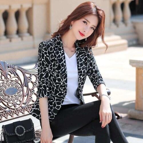 2020 New Spring And Autumn Printed Small Suit Ladies Casual Slim Black Suit Jacket Female Coat Fashion Clothing Womens Blazer