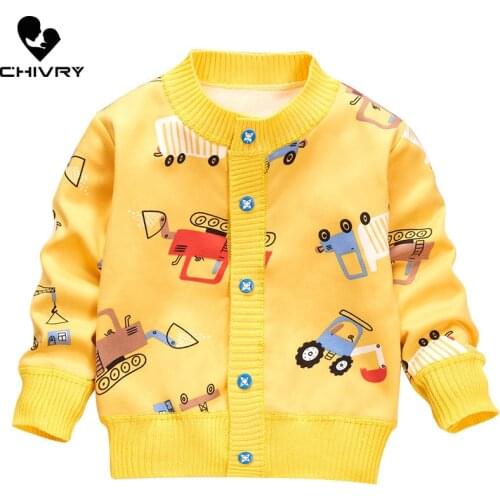 New 2021 Baby Boys Girls Fashion Cartoon Knitted Sweater Toddler Kids Autumn Winter Keep Warm Button Cardigan Sweater Jackets