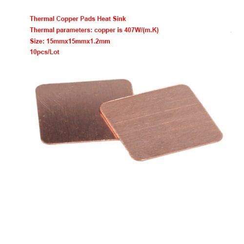 New Premium 10pcs/lot 15x15x1.2mm DIY Copper Shim Heatsink thermal Pad for Laptop GPU CPU VGA Chip RAM Copper Heat sink
