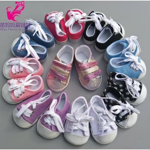 7cm Canvas Doll Shoes Fits 43cm baby Dolls Reborn Baby Dolls shoes sneacker 18" doll sports shoes