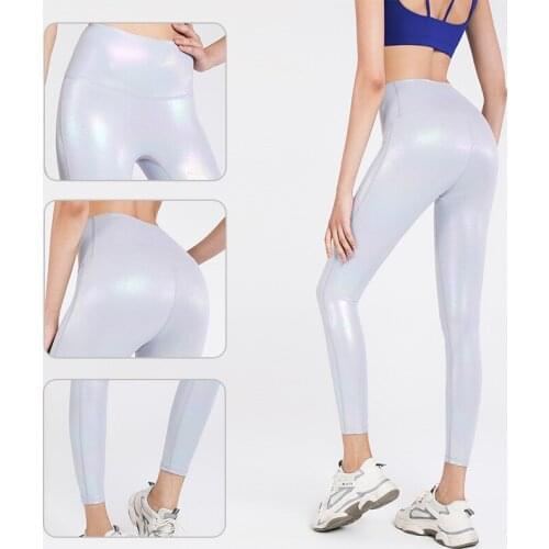 Autumn Glossy Yoga Pants Fashion Gym Fitness High Waist Leggings Workout Push Up Sports Yoga Trousers Hot Sale Energy Pants