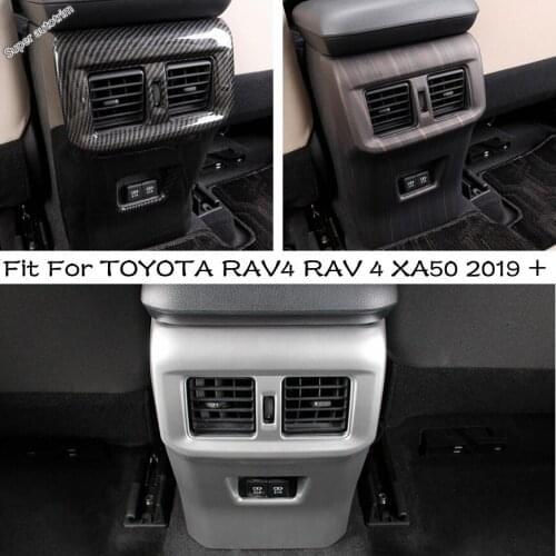 Lapetus Rear Seat Armrest Box Anti Kick Panel Air AC Outlet Vent Cover Trim For TOYOTA RAV4 RAV 4 XA50 2019 2020 2021 Accessory