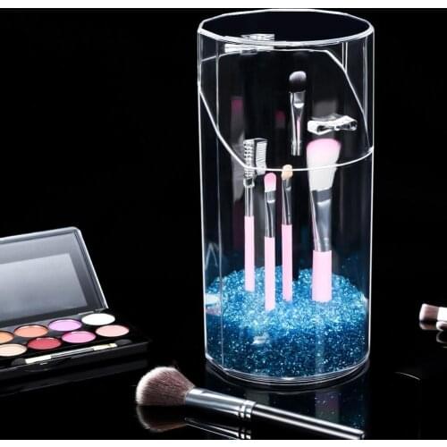 Transparent Dustproof Cosmetic Brush Storage Box Make Up Container with Pearl Cosmetic Organizer Makeup Tools maquillage