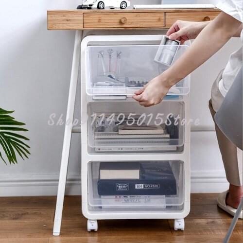 Transparent Storage Cabinet Floor Drawer Type File Storage Cabinet Under The Table Living Room Shelf Multi-layer Makeup Cabinet