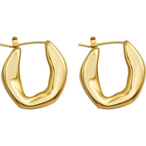 Stainless Steel Geometric Hoop Earrings Gold Irregular Design Gift For Womens Luxury Decoration Statement Accessories Jewelry
