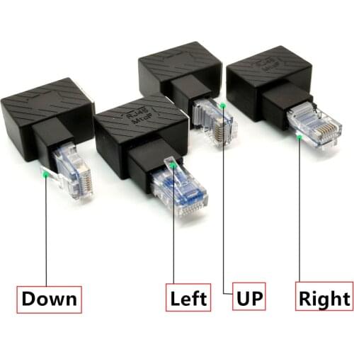 Network Extension Adapter RJ45 Ethernet Adapter Up Down Left Right Angled 90 Degree 8P8C FTP STP UTP Male to Female Lan Ethernet