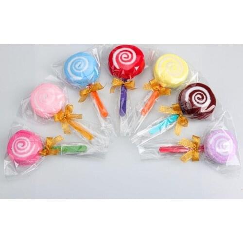 50pcs/lot free shipping Lollipop shaped cake towel favor gifts wedding gifts baby shower towel gifts birthday gift
