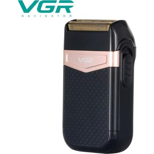 VGR Professional Shaver Hair Cleaning Shave Shaper Foil Electric Shaver Head Shaving Machine Rotary Motor Electric Razor for Men