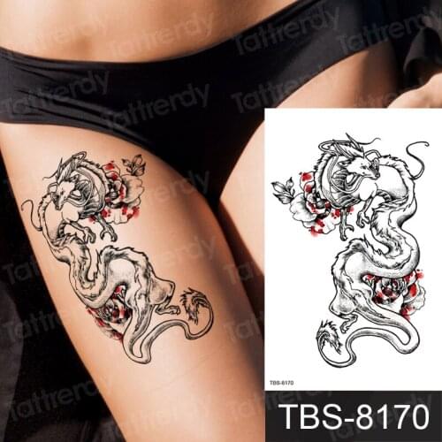 Temporary tattoo dragon animals black henna water tattoo for men women arm sleeve tatoo shoulder chest sexy body art waterproof
