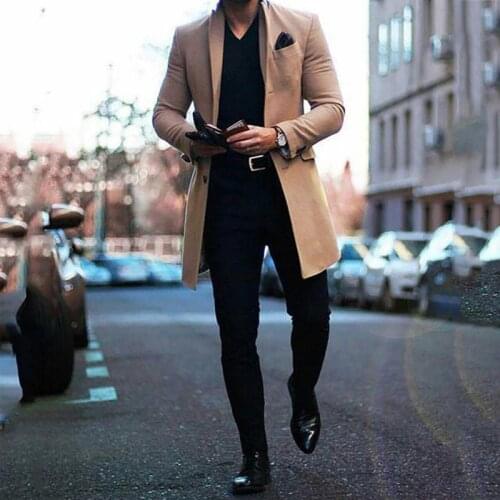 Winter Khaki Mens Tuxedos Warm Thick Men Coat Jacket Groom Suits Business Prom Party Blazer One Piece