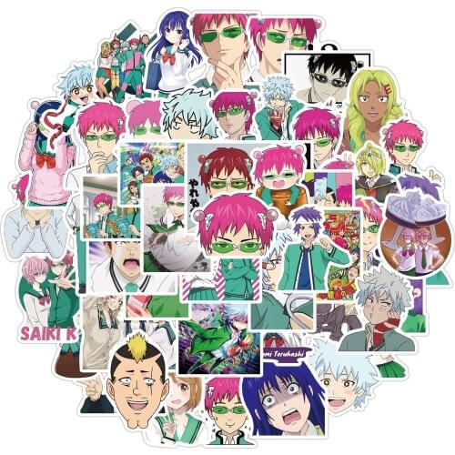 10/50PCS Anime Saiki Kusuo No Sai-nan Sticker Suitcase Motorcycle Trolley Case Notebook Waterproof Decoration Helmet Guitar