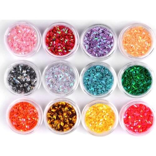 12pcs/set Nail Sequins Chameleon Diamond Star Iridescent Flakies Tips Manicure 3D Nail Art Decoration AB Color