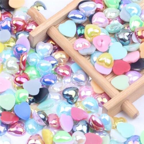200pcs 8/10/12mm Hearts Imitation Pearl Loose Bead Accessories DIY Craft Supplies Clothes Decor Bead Nail Phone Shell Patch Arts