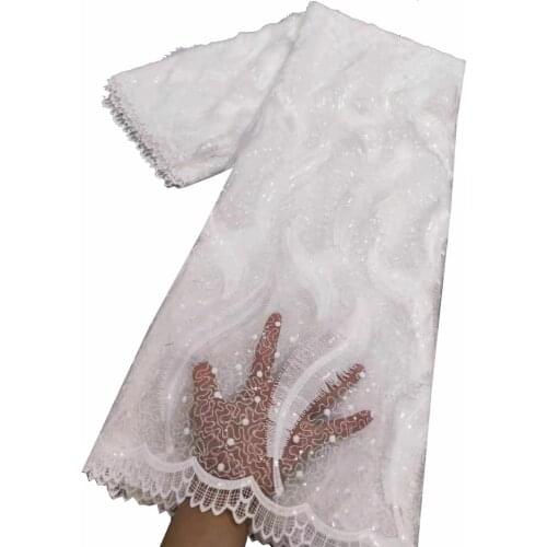 2020 High Quality French Mesh Lace Fabric Latest African Tulle Lace Fabric With Sequins For Nigerian Women Dress Party