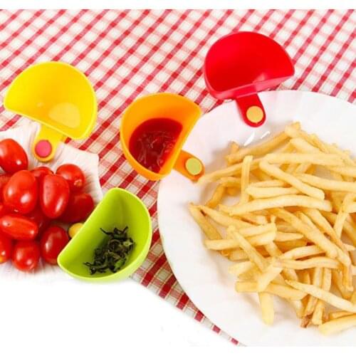 4Pcs/lot Dip Saucers Assorted Salad Sauce Ketchup Dip Clip Cup Bowl for Tomato Salt Vinegar Sugar Flavor Splice props
