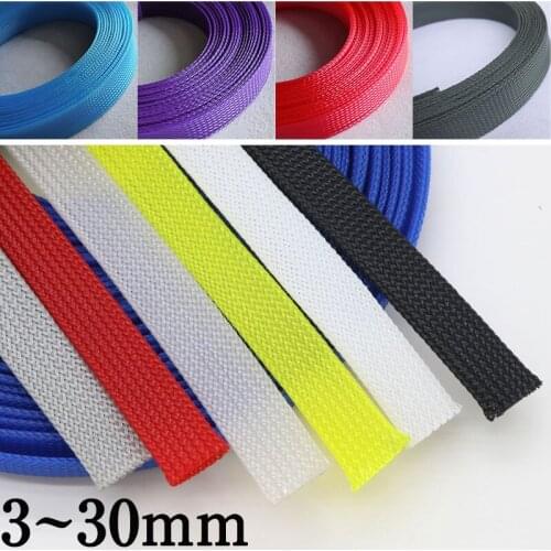 50M 2 4 6 8 10 12 14 16 18 20 25 30 40 mm High Density PET Braided Expandable Sleeve Wire Wrap Insulated Nylon Protector Sheath