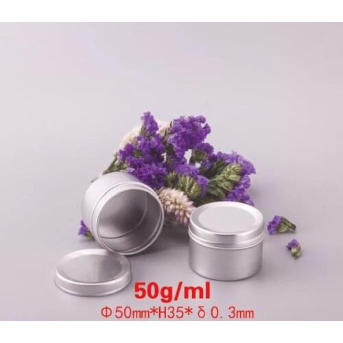50ml 50x35mm Empty Tin Cans Box Silver Aluminum Round Cosmetic Cream Jar Pot Case Screw Thread Lid Lip Balm Container Box Jars