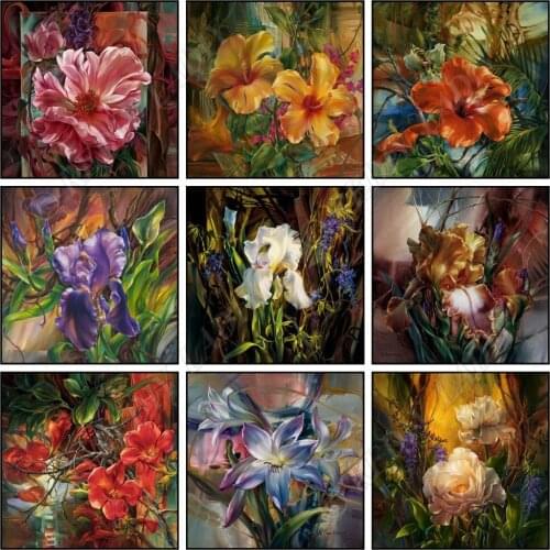 Diamond Embroidery Flowers Rhinestones Paint Art Mosaic Cross-stitch Needlework Full Square / Round Diamond Painting Home Decor