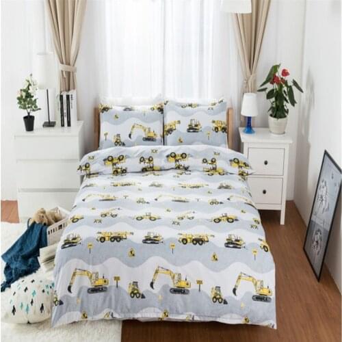 Free shipping children cartoon excavating machine 3/4pcs bedding set no comforter excavator home textile SM