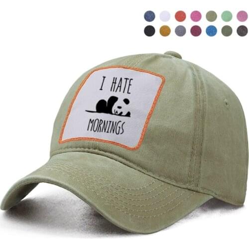 I Hate Mornings Panda Baseball Cap Dad Solid Trucker Snapback Bone Hat Harajuku Streetwear Woman Berets Ponytail Caps Gorras Hat