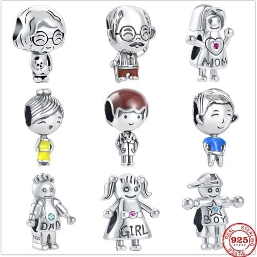New Original Silver Boy &Girl Grandfather Charm Bead fit Pandora charms silver 925 beads Bracelet for women DIY Jewelry Gift