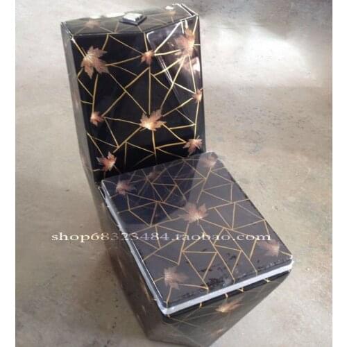 Boutique high-grade wood-print toilet siphon-type conjoined toilet toilet ceramic color stone toilet can be ordered