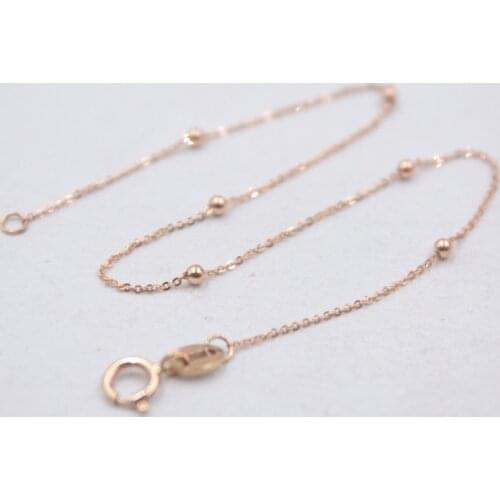 Solid 18k Rose Gold Bracelet Fine Jewelry Luck Mini Beads & O Chain Link Bracelet 7" 0.6g