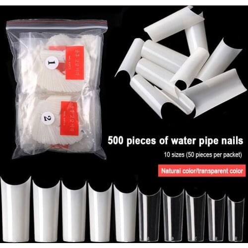 Long False Nails Toenail Transparent Fake Nail Art Tips Artificial Design Hand For Manicure Forms For Extension Coffin French