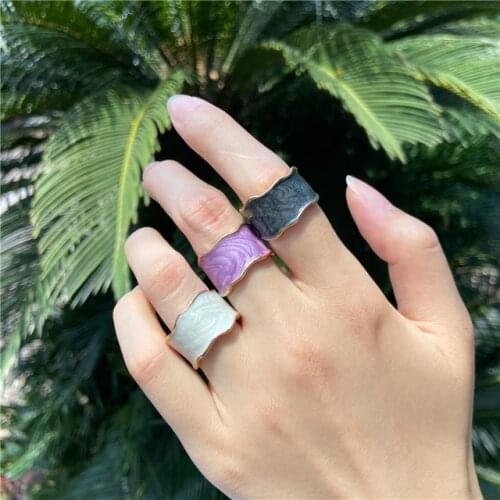 Docona 2021 New Style Irregular Dripping Oil Enamel Rings for Women Gifts Punk Metal Alloy Joint Ring Jewelry Anillos кольца