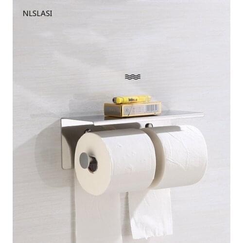 Home Stainless Steel Toilet Paper Holder Shelf Bathroom Tissue Holder Toilet Paper Roll Holder Paper Towel Stand with Phone