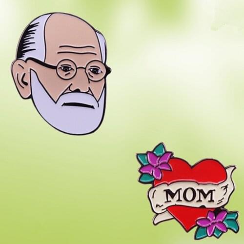 Sigmund Freud Mom Twin enamel Pin Austrian psychoanalysis Freud loved his Mom Not that there’s anything wrong with that brooch