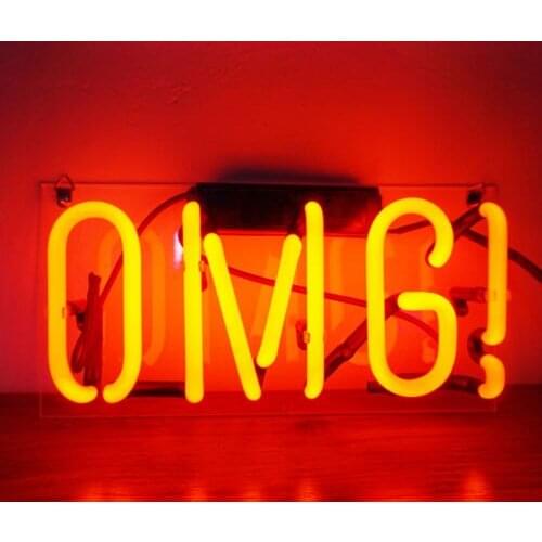 Custom OMG! OH MY GOD Acrylic Neon Light Lamp Sign Beer Bar Handmade Real Glass Decorate Home Wall Room Windows Tube