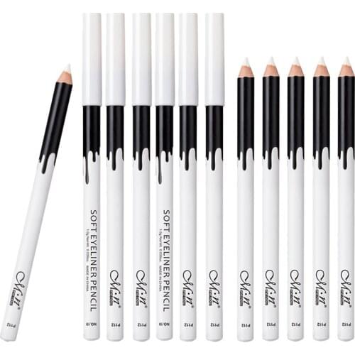 12pcs Set White Eyeliner Pencil Water-repellent Eyeliner White More