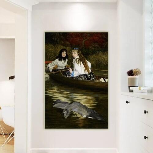 Citon James Tissot《On the Thames,A Heron》Canvas Oil Painting Artwork Print Poster Picture Wall Decor Home Living Room Decoration