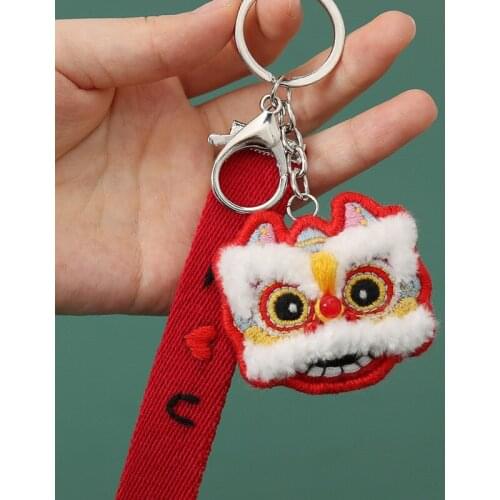 Chinese Lion Amulet DIY Embroidery kit of Keychain Cross Stitch Set Needlework Handmade Embroidery Sewing Craft Decor Car Gift