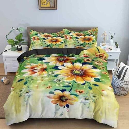 Oil Painting Flower 3D Bedding Set Single Double Queen King Duvet Cover Sets Comforter Quilt with Pillowcase 2-3 Pcs Bedclothes