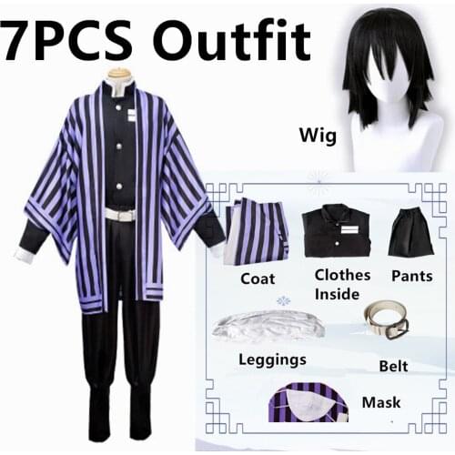 Anime Cosplay Demon Slayer Costume Iguro Obanai Kimetsu no Yaiba Cosplay Uniform Wig Halloween Costumes Party Clothes Outfit