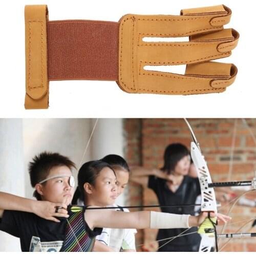 Protecting 3-Finger Glove Pulling Bow And Arrow Archery Shooting Leather Gloves