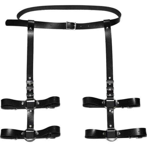 Leather Body Harness Belt Punk Gothic Waist Leg Garter for Women Ladies, Adjustable Clubwear
