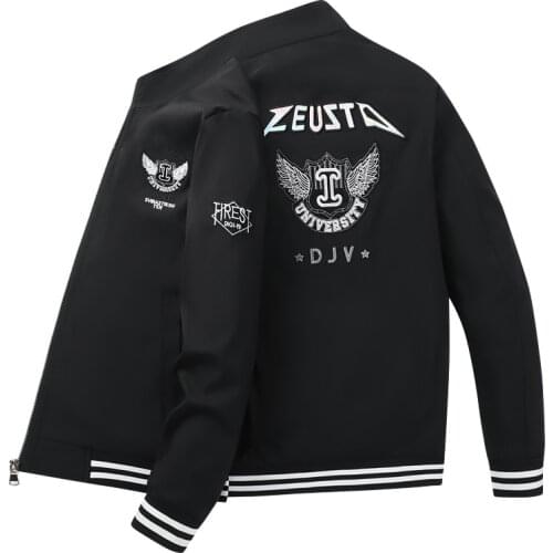 Fashion Hip Hop Streetwear Ma-1 Jacket Black White Embroidery Brand Bomber Jacket men Thin Autumn Coat Mens Windbreakers 4XL