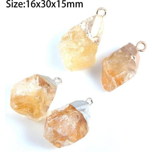LE SKY 1pc Natural Stone Trendy Citrines Pendants Necklace Pendant for Jewelry Making DIY Necklace Size 16x30x15mm