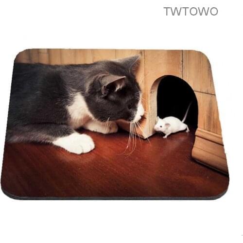 Best Sales Customized Mouse Pad Animals Gray Fun Lying Down Cats Kittens Computer Notebook Rectangle Rubber Mous