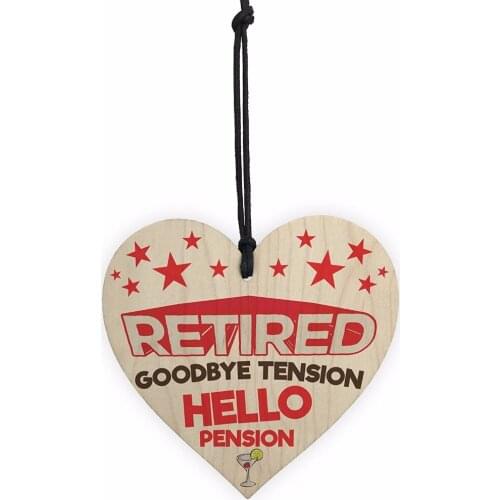 Meijiafei Retired Goodbye Tension Hello Pension Wooden Hanging Heart Plaque Sign Fun Sign