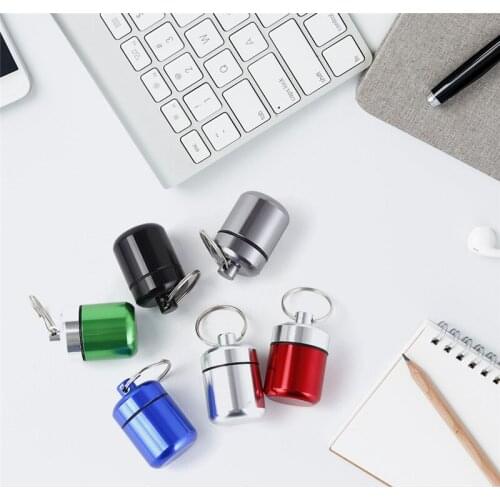 Metal Mini Waterproof Alloy Pill Box Case Bottle Cache Drug Holder Container Keychain Medicine Box Health Care For Travel