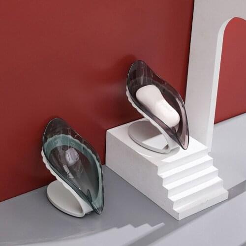 Leaf Shape Soap Box Drain Soap Holder Suction Cup Soap Dish Portable Bathroom Gadgets Bathroom Storage Rack Soap Container