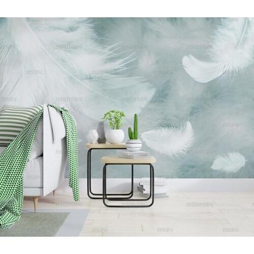 Custom Any Size 3D Nordic Minimalism Blue Feather Mural Modern Abstract Art Wallpaper Wall Fresco Living Room Bedroom Wall Paper