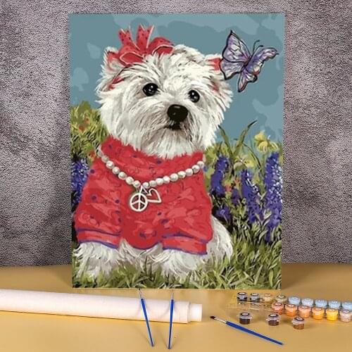 Animal Dog Painting By Numbers Complete Kit Oil Paints 40*50 Boards By Numbers Decorative Paintings For Children Wholesale