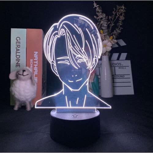 Yuri on Ice Victor Nikiforov 3D Night Light Alarm Clock Base Nightlight for Kids Child Room Decor Anime Fans Around 3D Desk Lamp
