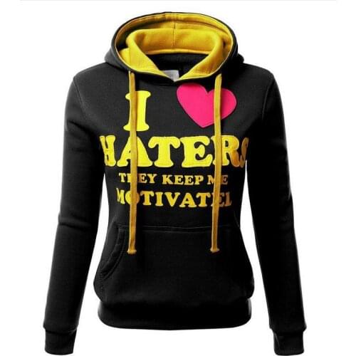 2017 New Womens Letters Autumn Winter hooded Sweatshirt Slim Long Sleeves Hoodies Female